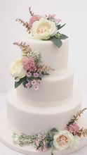 Load and play video in Gallery viewer, FULL SET cake flower floral cake decoration topper wedding or christening peach and pink tones
