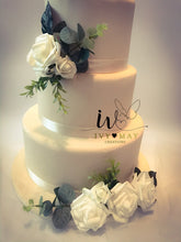 Load image into Gallery viewer, FULL SET Wedding Christening Cake Flower Arrangement Topper Decorations foam roses eucalyptus
