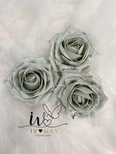 Load image into Gallery viewer, SET OF 3 10cm Christmas Tree Decoration - Snow Glitter or NO Glitter White Clip on Roses
