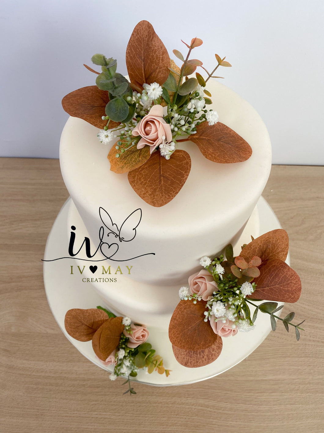 Wedding Cake - Christening Cake - Autumn Flowers - Cake decorations - Cake Topper - Vintage peach Roses