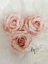 Load image into Gallery viewer, SET of 3 10cm Christmas Tree Clip On Foam Roses Nude Blush Pink 10cm
