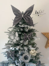 Load image into Gallery viewer, Large Velvet Christmas Tree Bow Topper - Christmas tree butterfly Bow - Grey
