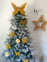 Load image into Gallery viewer, Large Velvet Christmas Tree Bow Topper - Christmas tree butterfly Bow - Mustard Yellow

