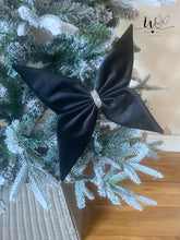 Load image into Gallery viewer, Handmade - Large Velvet Christmas Tree Bow Topper - Christmas tree butterfly - Black
