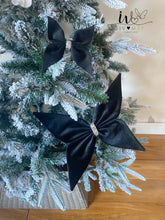 Load image into Gallery viewer, Handmade - Large Velvet Christmas Tree Bow Topper - Christmas tree butterfly - Black
