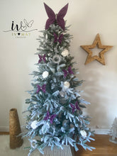 Load image into Gallery viewer, Handmade - Large Velvet Christmas Tree Bow Topper - Christmas tree butterfly - Plum - Purple
