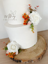 Load image into Gallery viewer, Cake Flowers - Wedding Cake Flowers - Cake Topper - Blush Pink - burnt orange - white - Christening / Birthday cake decoration
