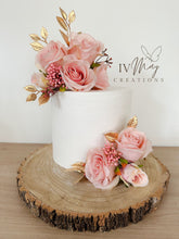 Load image into Gallery viewer, Blush pink - Light Dusty Pink - Gold Leaf&#39;s - Wedding Cake - christening cake - flower arrangement - cake topper
