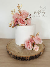 Load image into Gallery viewer, Blush pink - Light Dusty Pink - Gold Leaf&#39;s - Wedding Cake - christening cake - flower arrangement - cake topper
