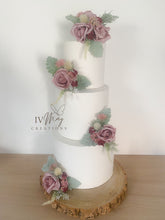 Load image into Gallery viewer, FULL SET Wedding Christening Cake Flower Arrangement Topper &amp; Decorations Roses - Dusty pink - Thistles
